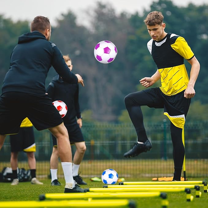 12 Pcs Soccer Balls Bulk Size 4 Soccer Balls with Pump Soft Football Outdoor Indoor for Sport Training Practice Game Gift for Youth Teen Adult