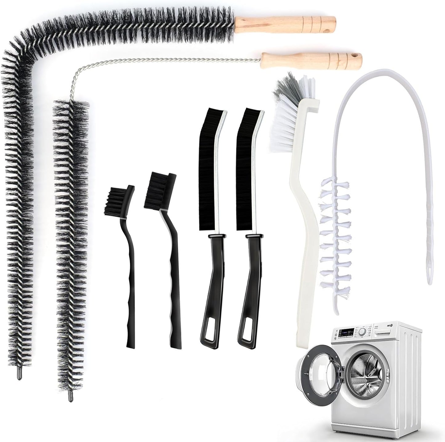 Washing Machine Cleaning Brush,Dryer Cleaning Brush,Crevice Brush for Bathroom, Shower & Kitchen - Scrub Brushes with Long Handle,Household Cleaning Tools Tile, Bathtub, Sink, Grout Cleaning Brushes