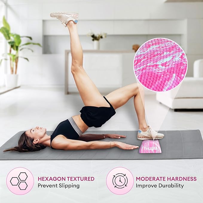 Yes4All EVA Firm Foam Roller for Stretching, Half Yoga Back Roller for Muscle Massage for Pilates, Yoga, Balance & Core Exercises - 12/36 inches