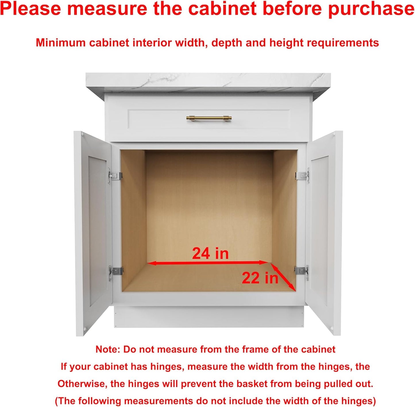 Pull Out Cabinet Organizer,Heavy-Duty Slide Out Shelf, Wood And Wire Basket, Pull Out Drawer for for Kitchen Under Sink Space, Pantry, Bathroom (23 * 21 WM)