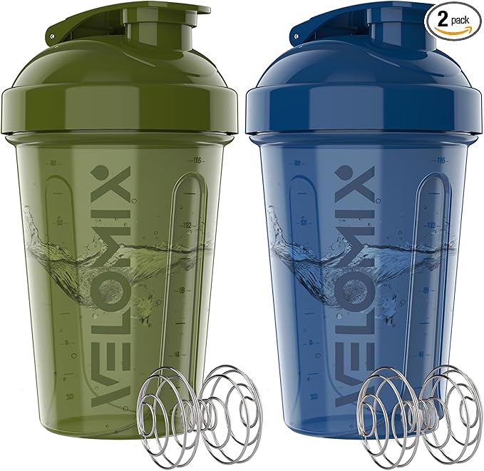 '-2 Pack- 20 oz Protein Shaker Bottles for Protein Mixes - 2x Wire Whisk | Leak Proof Shaker Cups for Protein Shakes and Pre Workout | Protein Shaker Bottle Pack