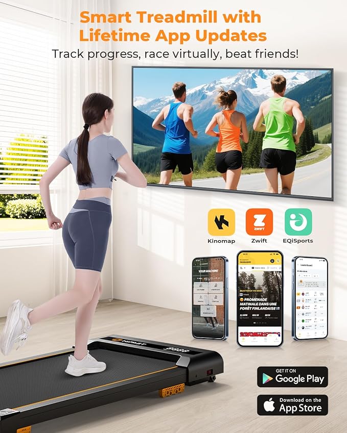 Walking Pad, 2.5HP Under Desk Treadmill for Home Office, 300 Lbs Capacity Portable Treadmills with Remote Control & LED Display, 2 in 1 Running Pad for Walking Jogging and Running