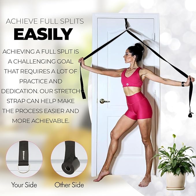 Pilates Stretching Strap with Door Anchor - Flexibility Equipment for Pilates Practitioners - Ideal for Improving Leg Flexibility, Core Stability, and Posture Alignment at Home