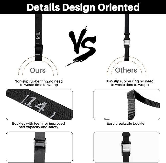 Teamaze Gymnastics Rings Straps with 15 FT Adjustable Number Buckle for Pull-Up Bar Workout Exercise Gym Hanging Rings Indoor (One Pair Strap Only)