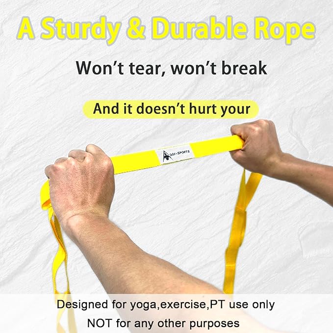 Stretching Strap Yoga Strap with Loops, Stretch Straps for Physical Therapy, Non-Elastic Exercise Strap for Pilates, Dance and Gymnastics with Workout Guide