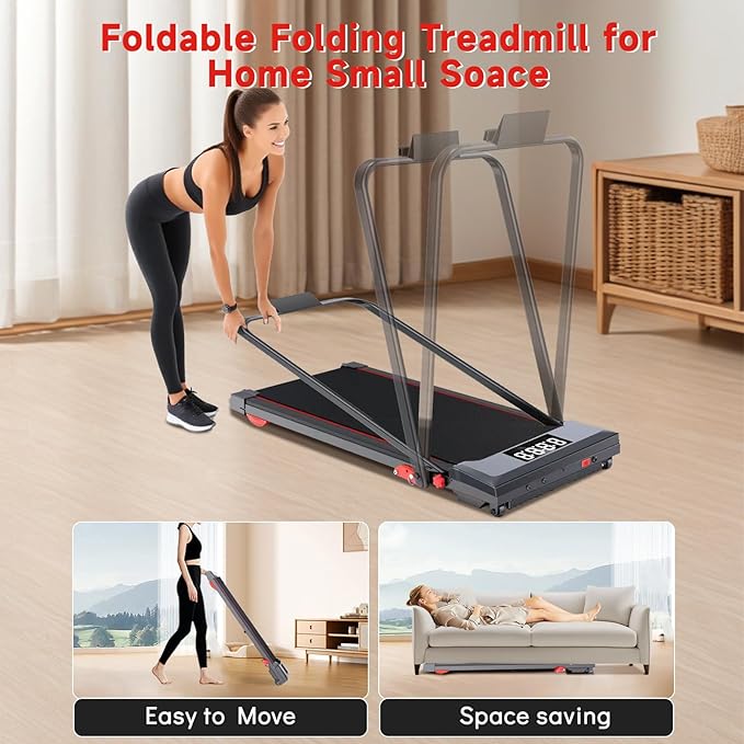 Walking Pad Treadmill with Incline and Handle Bar, 7.5MPH Under Desk Treadmill for Home Office, 360 Lbs Capacity Portable Treadmills with Remote Control, Led Display