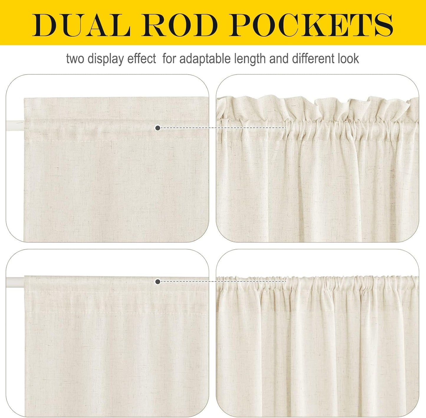 NICETOWN Door Window Curtains 80 inch Length, Farmhouse Linen Textured Front Back Door Curtains for Doorways/Entryway/Garage with Gather Tieback, 26 Inch Wide, 1 Panel, Natural