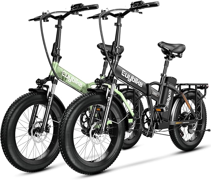 1000W Folding Electric Bike, 48V 20AH Large Removable Battery E Bike, 30+MPH, 80 Miles Max Range, 20" Fat Tire Electric Bike for Adults, Adult Electric Bicycles for Commute Beach Snow