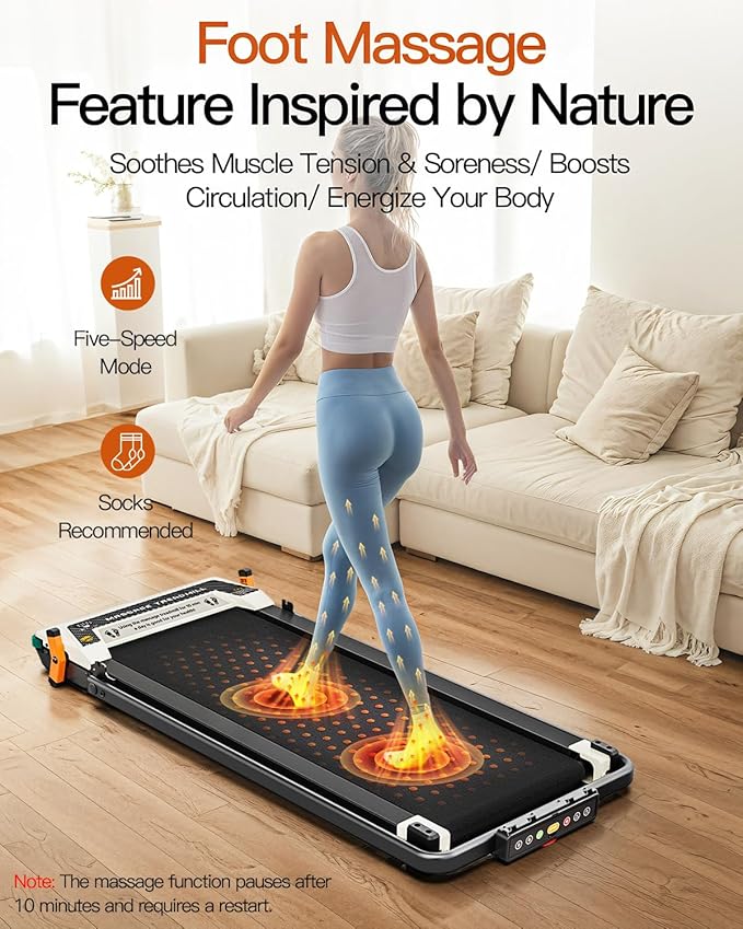 FUNRAY Versatile Walking Pad Treadmill with Incline - Dual-Sided Under Desk Treadmill with Foot Massage,2 in 1 Walking Machine for Home/Office with 330LBS Weight Capacity