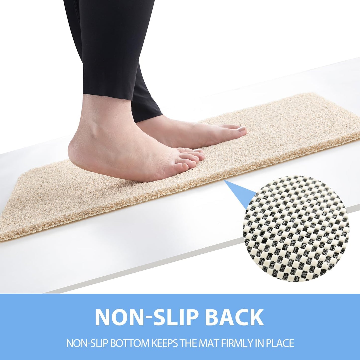 Non-Slip Bathtub Mat, Anti Slip Shower Mat, Fast Drying Bathtub Mats, Foot Scrubber Mat, Anti Slip Mat for Tub, Floor, Bathroom, Kitchen, Home, Hotel (Beige 36"×24")
