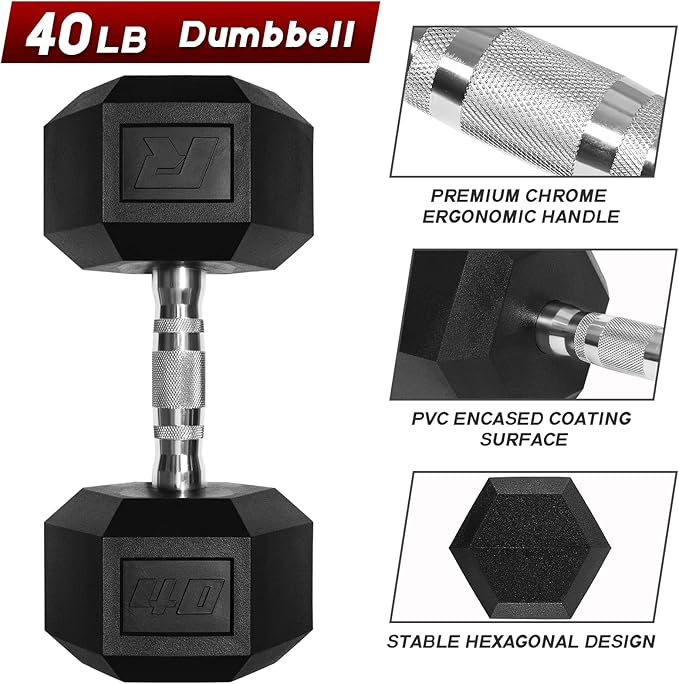 RitFit 5-650 LBS PVC Encased Hex Dumbbell Sets with Optional Rack for Home Gym, Hand weight with Chrome Handle for Strength Training, Workouts