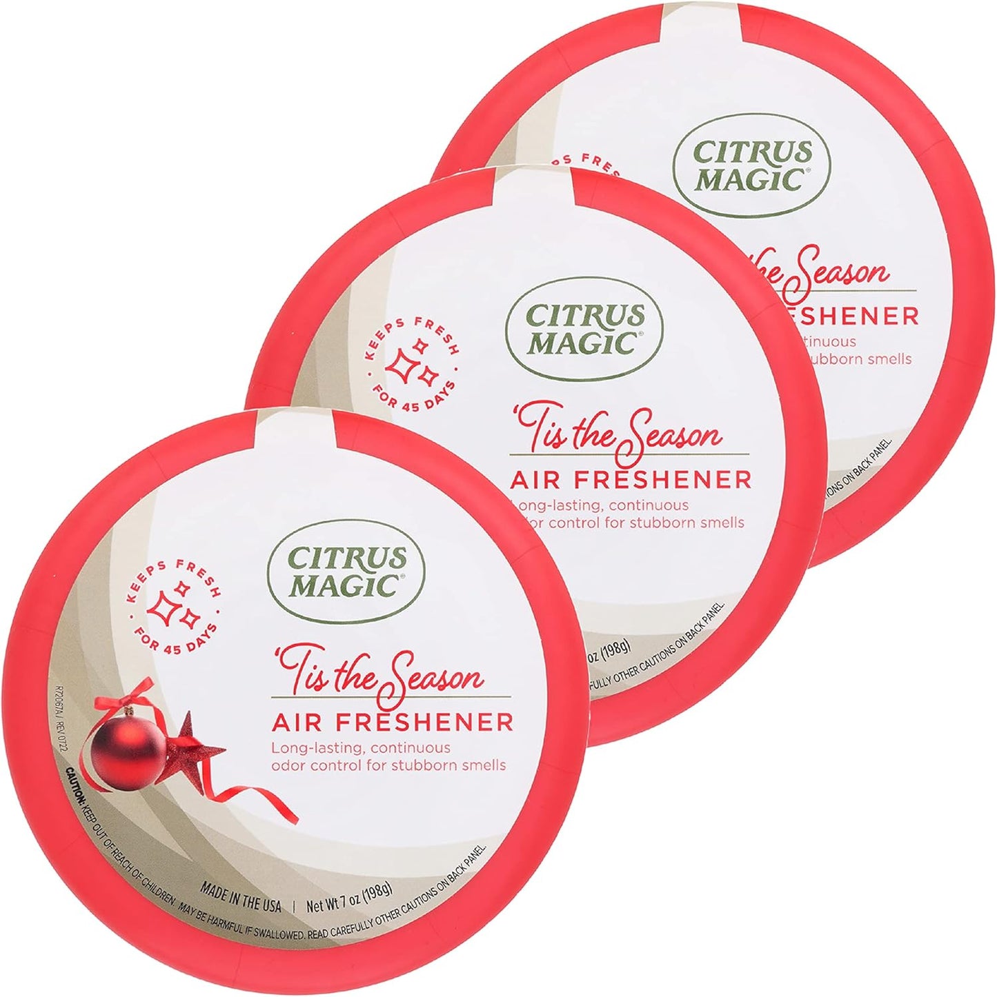 Citrus Magic Holiday Odor Absorbing Solid Air Freshener, 'Tis the Season, 7-Ounce, Pack of 3