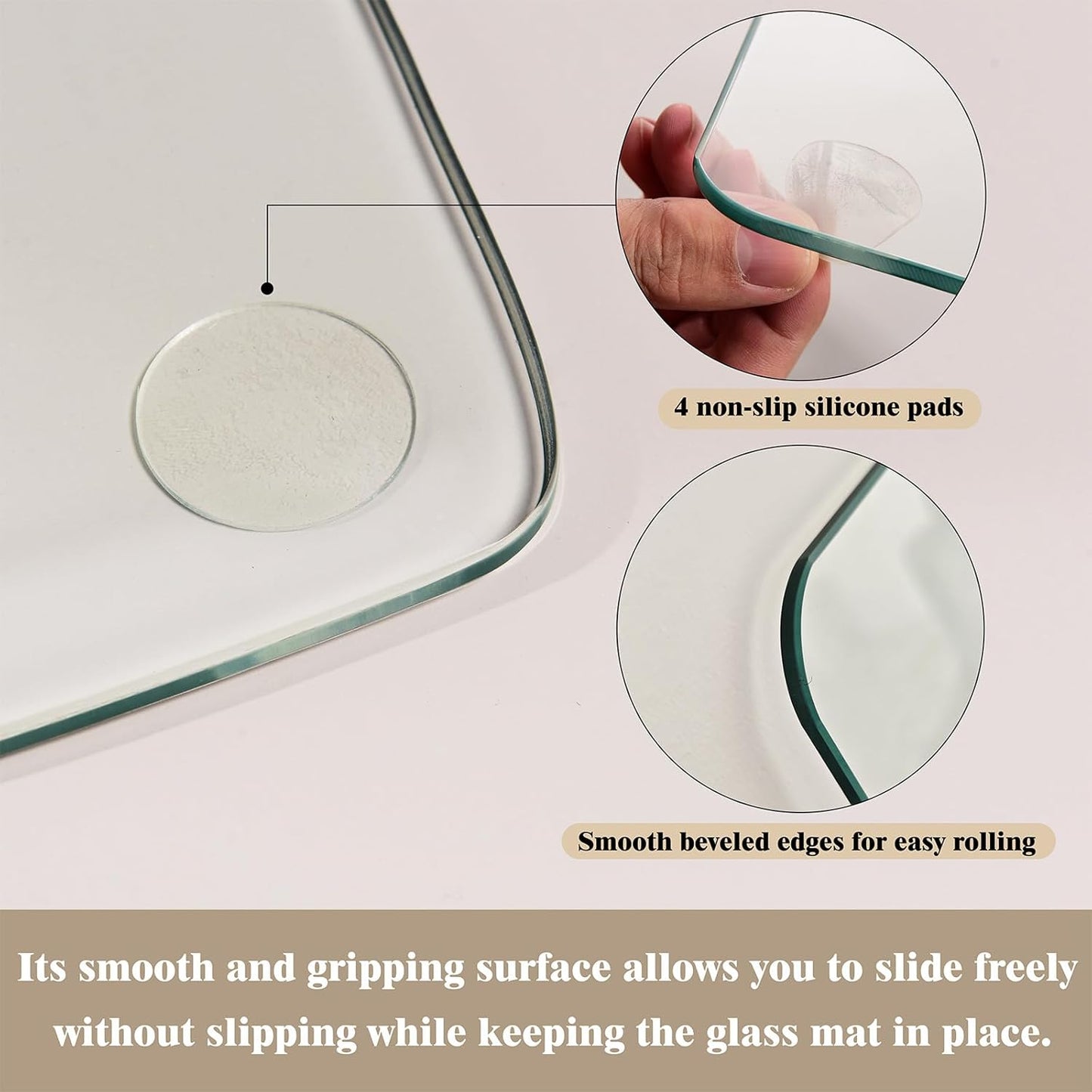 Koonmi Tempered Glass Chair Mat for Hardwood Floors & Carpets, 36" x 46“ Transparent Heavy Duty Office Floor Protector with Noise-Free Gliding Shatterproof for Home Office Desk