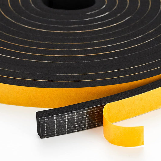 13 Feet Weather Stripping Door Seal, 1" Wide X 3/8" Thick Door Seal Strip High Density Foam Tape Adhesive Strip for Door Soundproofing,Window Insulation (1" x 3/8" x 13FT,Black)