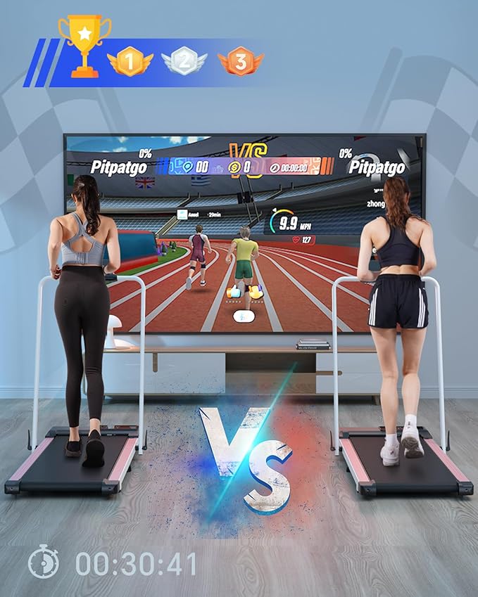 Walking Pad Treadmill with Handle Bar 3.0 HP Foldable Treadmills 300LBS Capacity Folding Walking Pad 3 in 1 Under Desk Treadmill Remote Control with APP