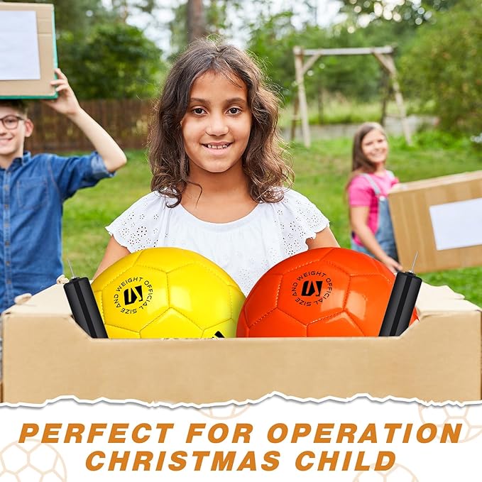 12 Pack Operation Christmas Bulk Items Soccer Ball with Pump Needles, Official Size 3/4/5 Soccer Ball Deflated Gift for Christian Charity Donation Training Practice