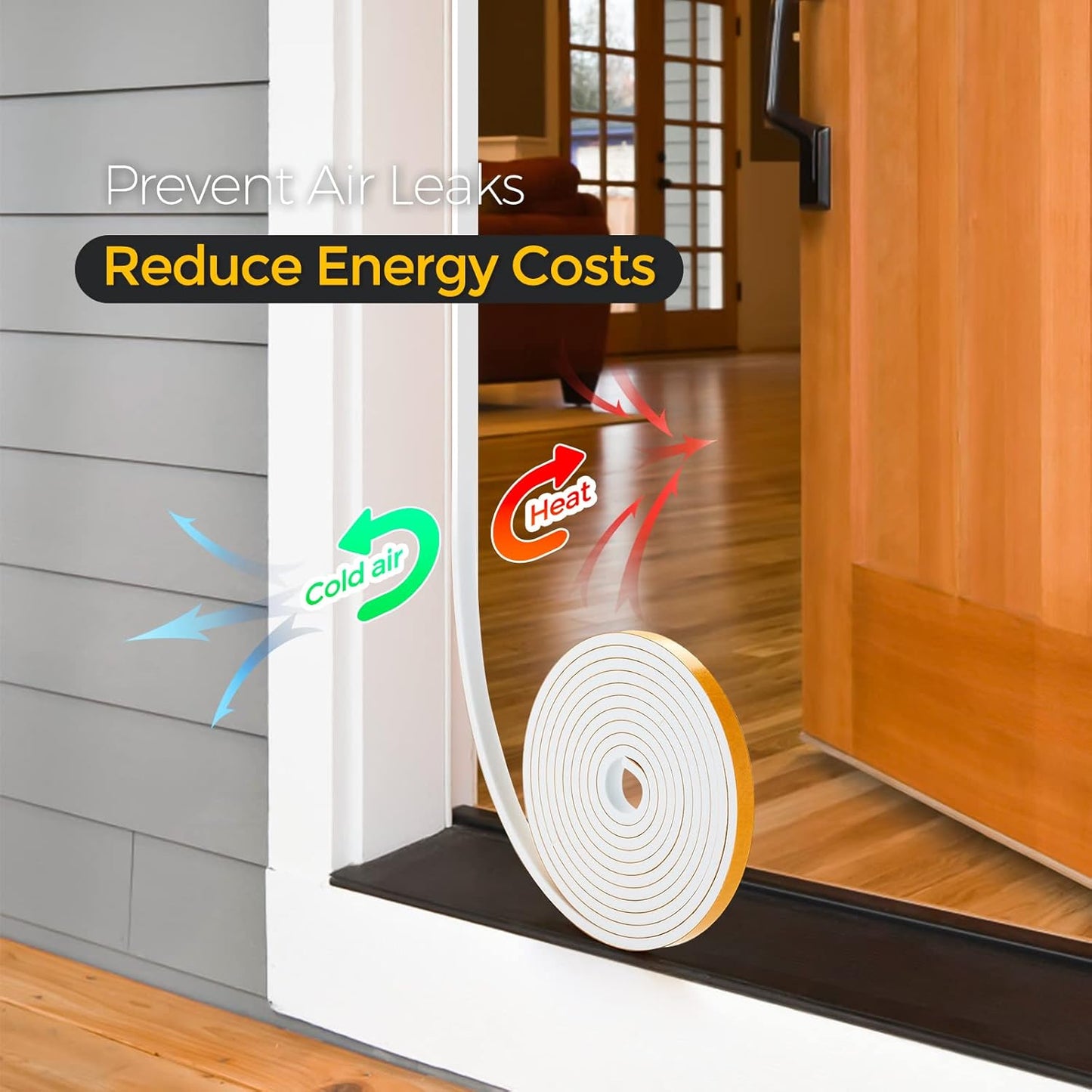 16.5 Feet Weather Stripping Door Seal, 1" Wide X 3/8" Thick Door Seal Strip High Density Foam Tape Adhesive Strip for Door Soundproofing,Window Insulation (1" x 3/8" x 16.5FT,White)