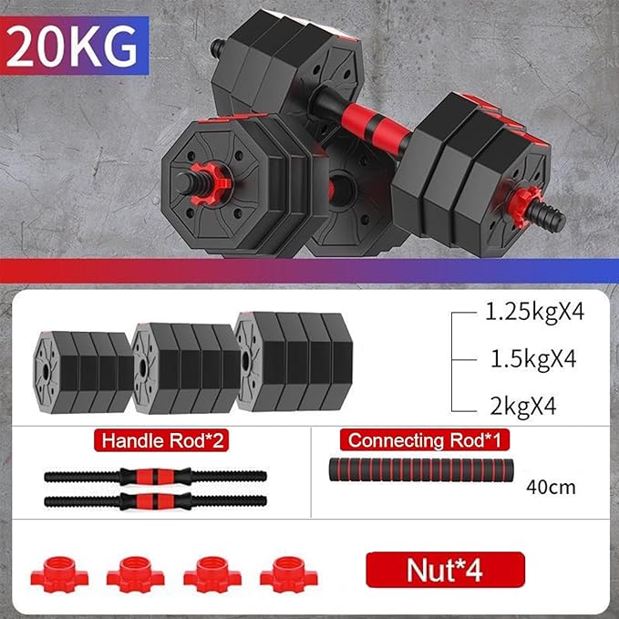 Adjustable Dumbbell Set, 5-44 lbs Free Weight Set with Connector for Barbell, Dumbbells, Push-Up Options, Fitness Exercises for Home Gym Suitable Men/Women