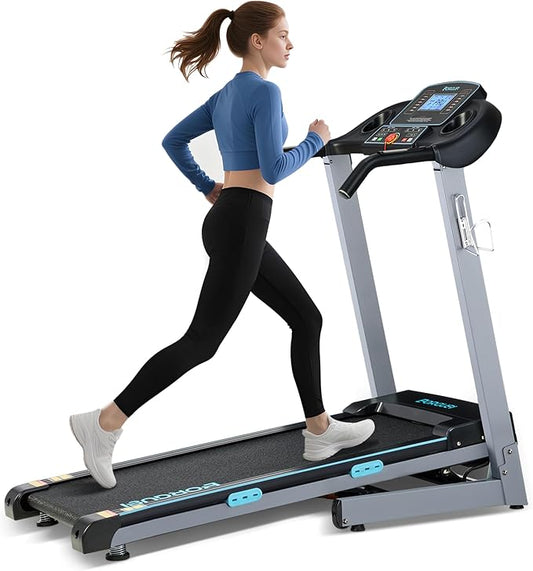 Treadmill with Auto Incline - 300 lb Capacity, 3.0HP Folding Electric Treadmill Up to 8.5 MPH Speed, Running Machine with 17.5" Wide Tread Belt and Bluetooth Speaker for Home Use