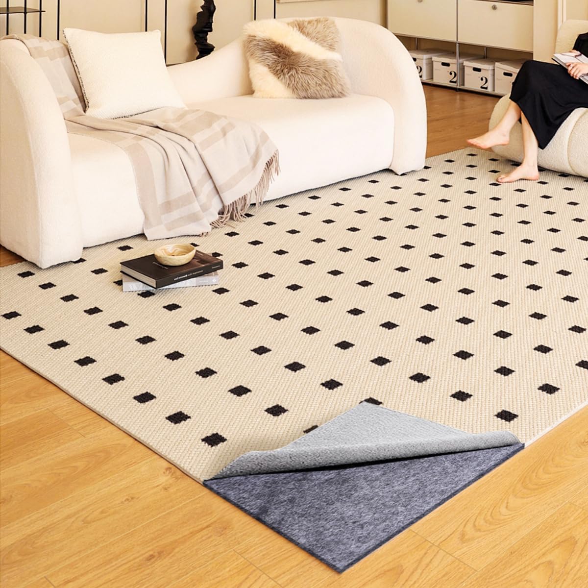 Extra Large Area Rug Cushioned Carpet Pad, 6x9 Ft, Thick Felt Pad for All Floors, Keeps Rug in Place Soft