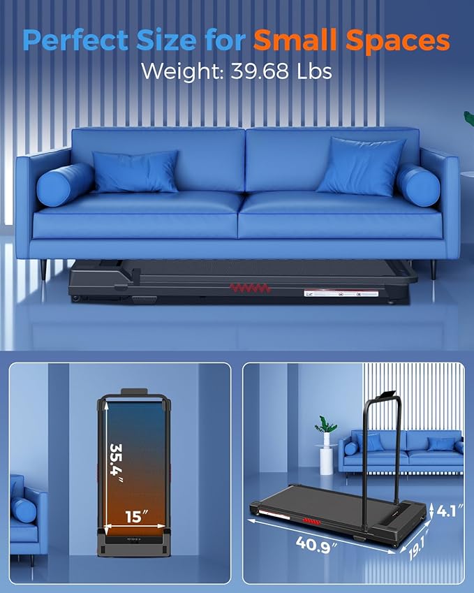 Portable Foldable Treadmills for Home, Small Folding Treadmill for Home Office with 300 LBS Capacity, Walking Running Exercise Electric Compact Treadmill with LED Display