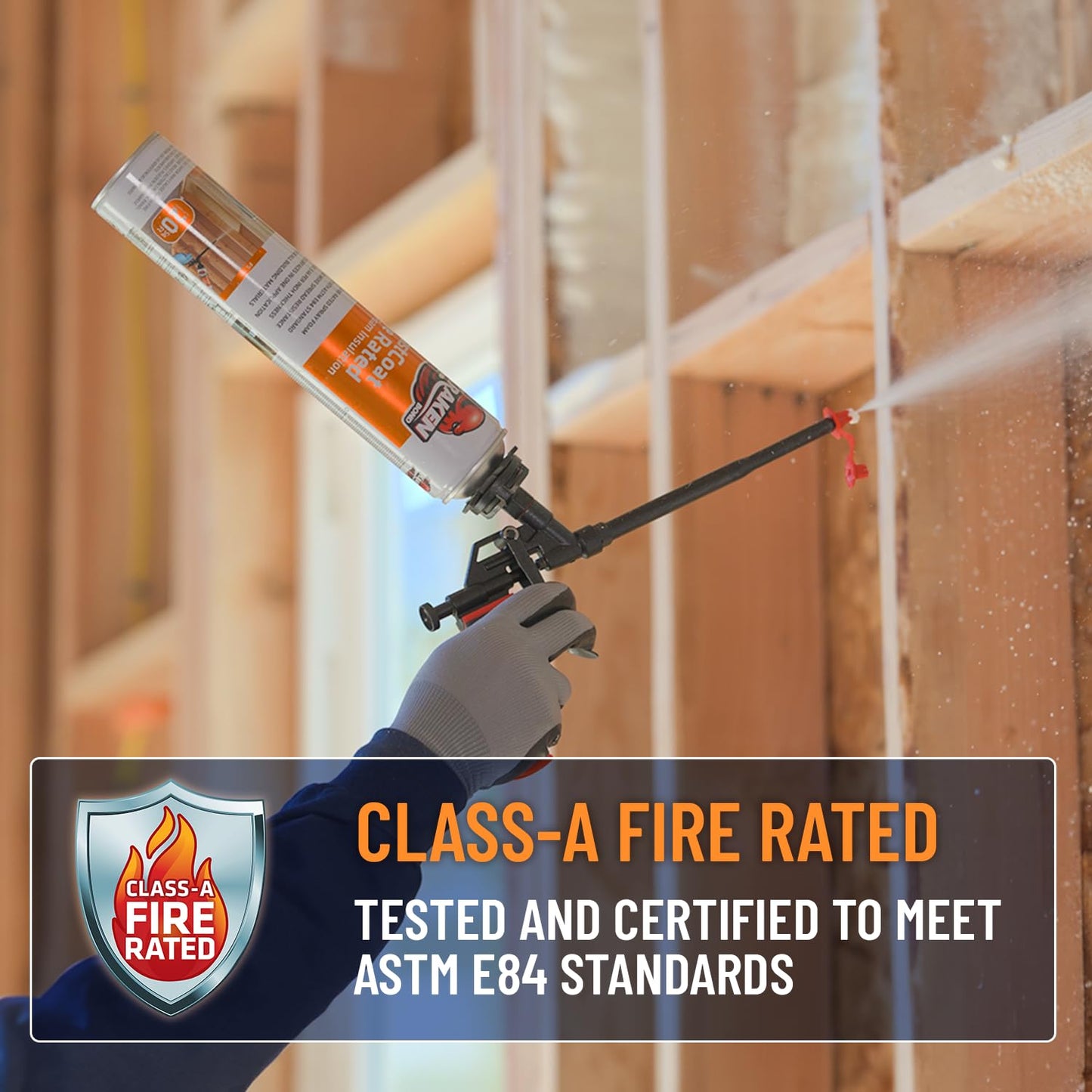 Kraken Bond Fastcoat Fire Rated Spray Foam Insulation Closed Cell in a Can 480 sq ft (24x27.1 oz.) (R-Value 11.32 / 2in) - Spray Foam for Garage Door, Attic, Wall Gun & Cleaner Included, 24 Pack