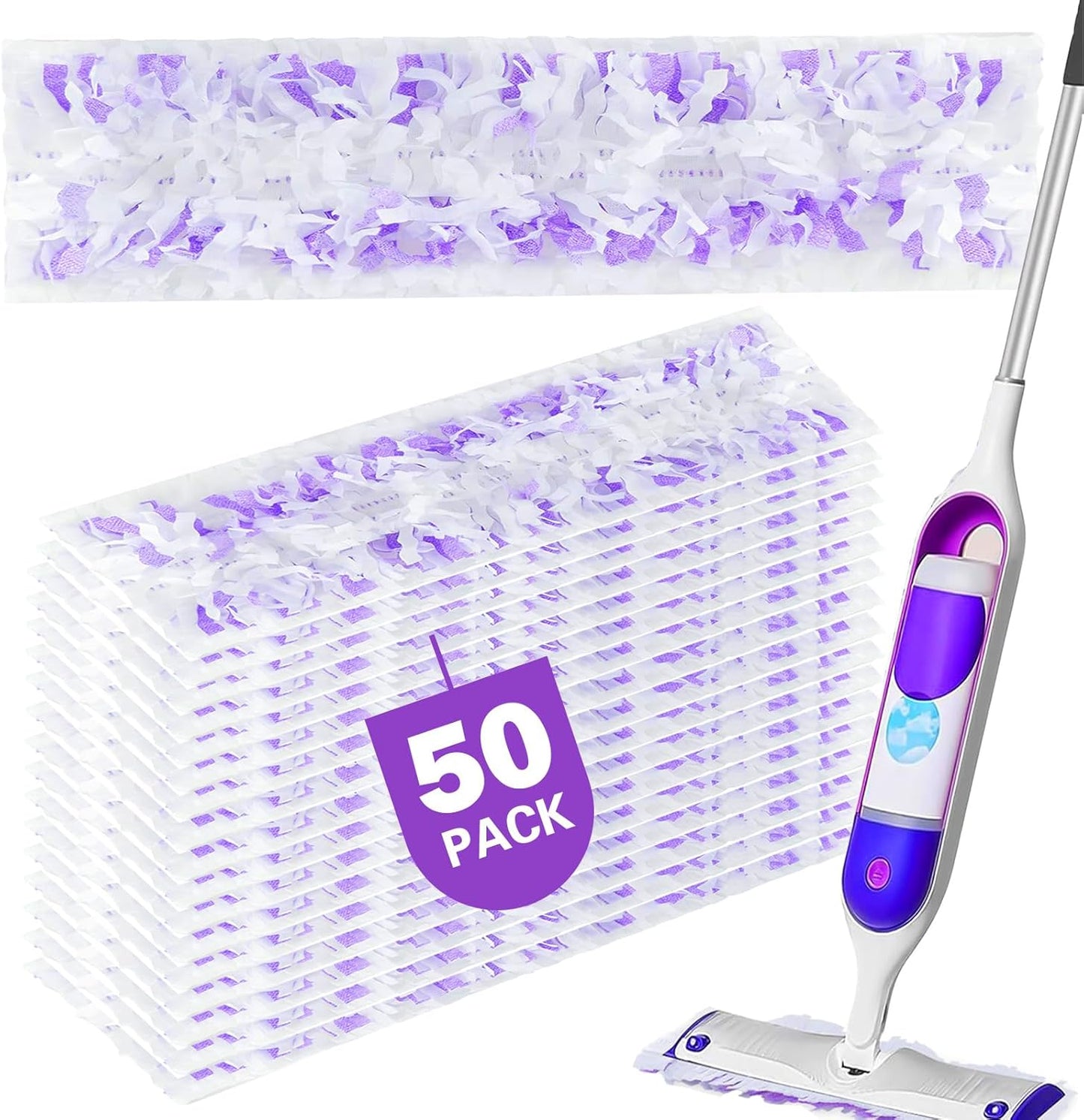 50 Count Disposable Mopping Pads Refills for PowerMop Mopping Pads Multi-Surface Household Replacement Mop Pads,for Swiffer Power Mop Pads, Safe on All Finished Floors.