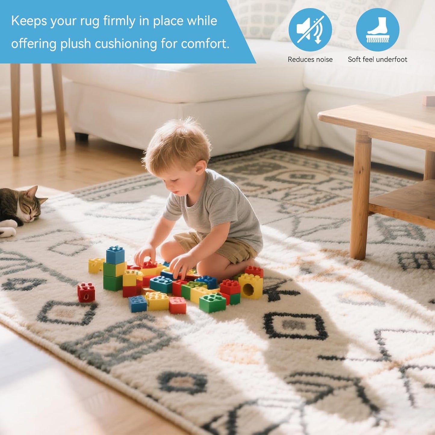 Warmstar 9x12 FT Non Slip Rug Pad,100% Waterproof Felt Rug Pad for Hardwood Floors,1/8” Thick Soft Carpet Pad with Natural Rubber Backing, Secure Grip & Floor Protection
