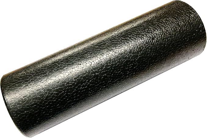 Travel Size Back Roller, High Density Foam Roller for Back Stretching, Physical Therapy, Yoga, Pilates, Post Workout Muscle Recuperation, 12" X 4" Round (Black)