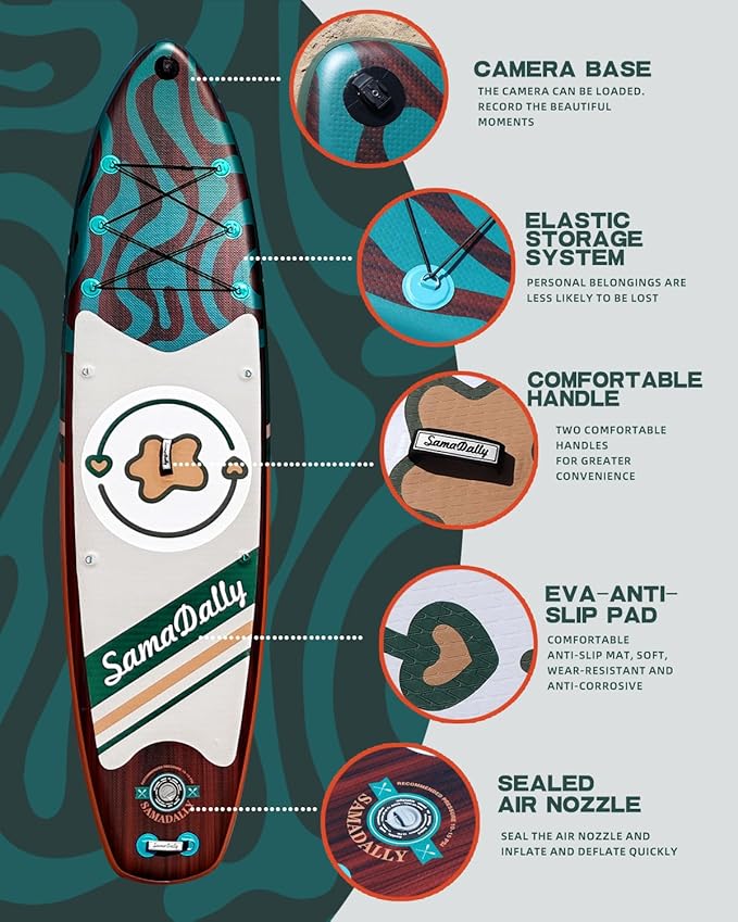 11'Stand Up Paddle Boards Surf Control with Premium SUP Board Accessories Backpack & Removable Fins, 34" Wide Inflatable Paddle Boards of All Skill Levels