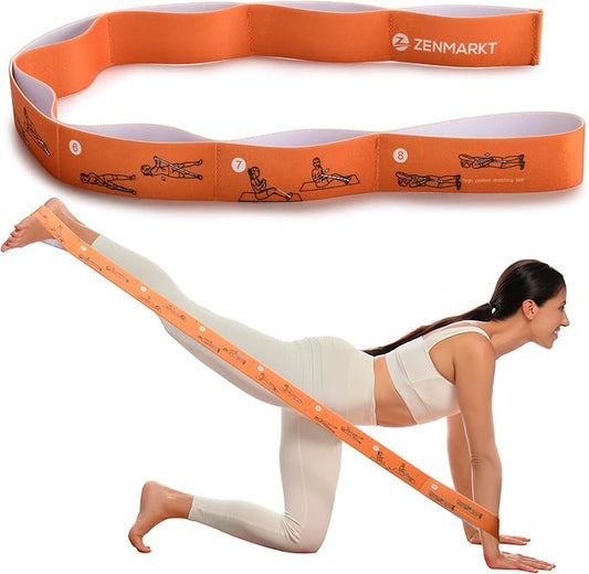 Yoga Strap for Stretching - 8 Loops Stretching Strap - Essential Yoga Accessories for Flexibility and Enhanced Stretching - Ideal Stretch Strap in Yoga and Pilates
