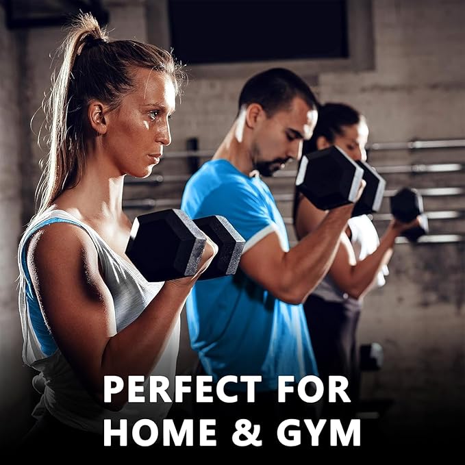 Yufer 6-10 Pair Iron and Rubber Coated Dumbbell Set 350/450 and 550 lbs 5-50 lbs Hand Free Weight for Strength Hex Rubber Weights with Vertical Storage Rack Fitness Home Gym Equipment