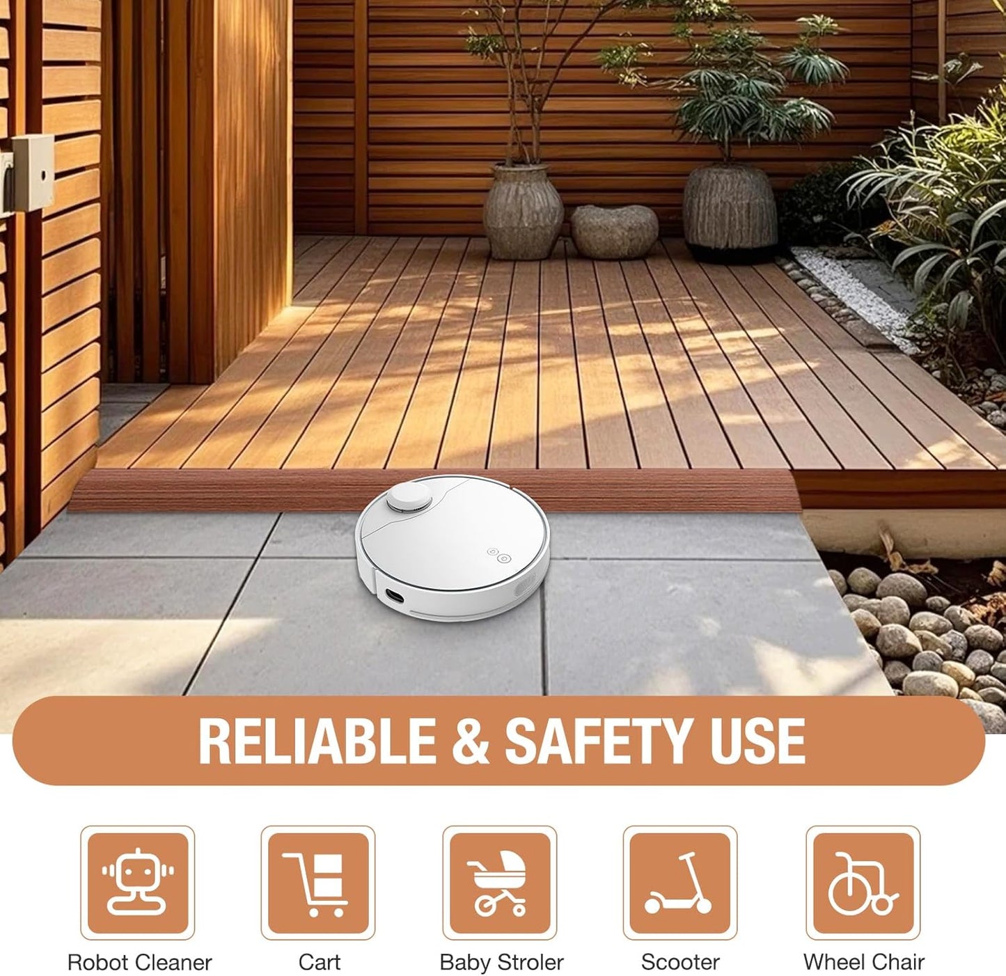 Floor Transition Strip Self Adhesive Vinyl Door Threshold for Doorways Carpet Edging Trim Overlap Edge Reducer for Laminate Floor, Carpet, Tile (Light Brown Wood Grain, 3/5" to 4/5", 6.6Ft)