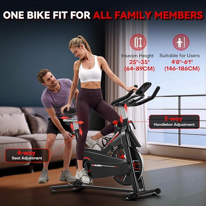 Exercise Bike, WENOKER Magnetic Resistance Stationary Bike for Home, App Supported Indoor Bike with Whisper Quiet, Heavy Flywheel and Upgraded Digital Display