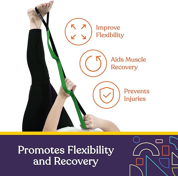 SPECIAL SUPPLIES Yoga Strap for Stretching, Stability Training, Fitness, Flexibility, Physical Therapy, Home Workout Equipment, Strength Training, and Pilates (Green)