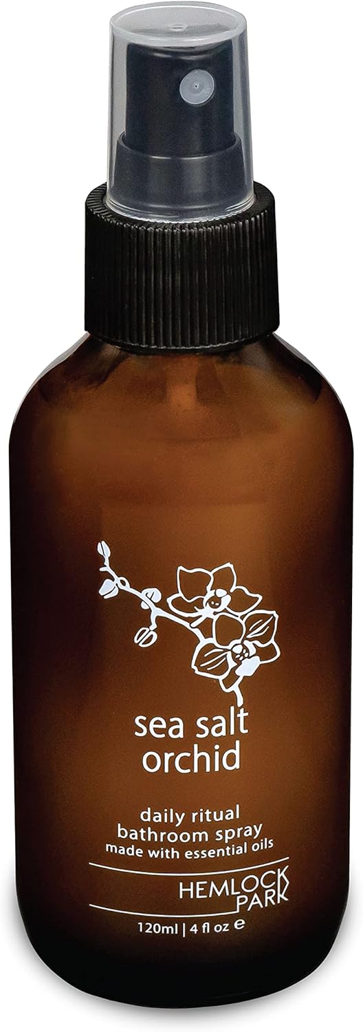 Hemlock Park Sea Salt Orchid Room Spray | Naturally Scent Your Space | Sustainably Made in USA with Essential Oils and Botanicals | 4 oz Glass Spray