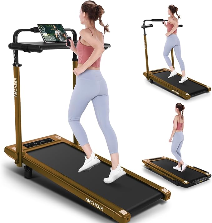ANCHEER Walking Pad Treadmill with 12% Incline&Adjustable Height, 4 in 1 Under Desk Treadmills with Desk Workstation, Foldable Treadmill for Home 300lb,3 Type Control