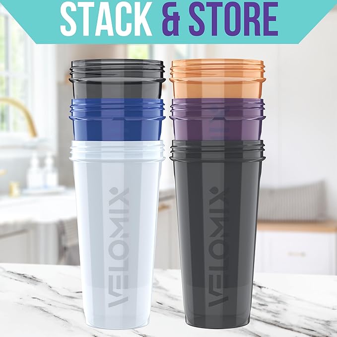 '-6 PACK- 28 oz Protein Shaker Bottle for Protein Mixes - 6x Wire Whisk | Leak Proof Shaker Cups for Protein Shakes | Protein Shaker Bottle Pack | Protein Shake Cup (Elemental Mix)