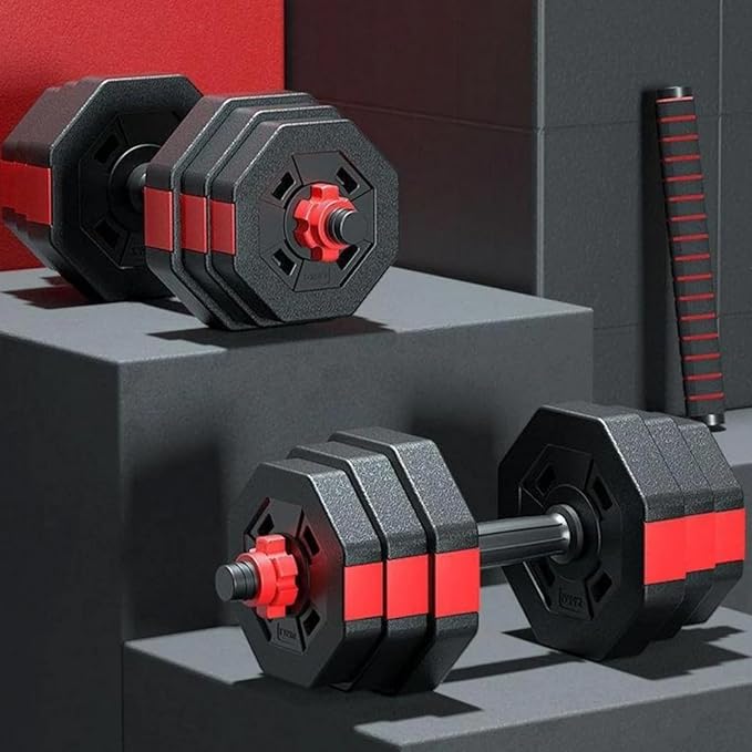 Adjustable Dumbbell Set, 5-44 lbs Free Weight Set with Connector for Barbell, Dumbbells, Push-Up Options, Fitness Exercises for Home Gym Suitable Men/Women