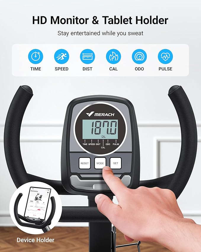 MERACH Recumbent Exercise Bikes for home, Light Commercial High-end Recumbent Bike for Seniors Adults, Magnetic Recumbent Exercise Bike with Smart Bluetooth and Exclusive App, LCD, Heart Rate Handle