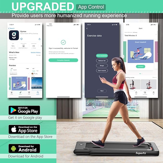 GYMAX Walking Pad, 2.25HP Dual Display Foldable Treadmill for Home with Remote/Smart App Control, Portable Compact Treadmill for Office Under Desk, Folding Running Machine for Small Spaces