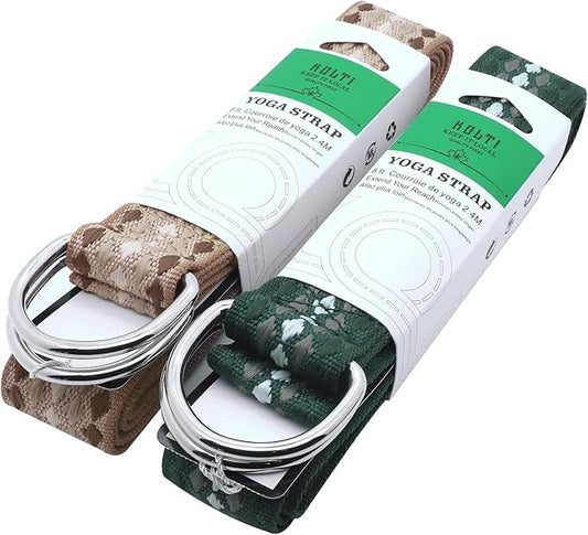 Yoga Exercise Adjustable Straps 8FT with Durable D-Ring for Pilates & Gym Workouts | Hold Poses, Stretch, Improve Flexibility & Maintain Balance