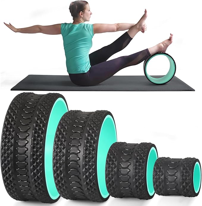 Back Roller Wheel 4 Pack - Yoga Wheel for Back Pain & Stretching,Back Roller for Deep Tissue Massage, Back Wheel for Physical Therapy & Exercise