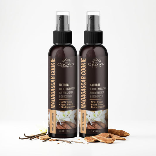 Non-Toxic Odor Eliminator, Natural Vanilla & Cinnamon Air Freshener Spray for Home, Room, Closet & Couch Deodorizer, Long Lasting Bathroom & Toilet Freshener, Safe for Kids & Pets, 2PK - 4 Oz each