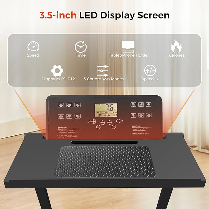 Portable Foldable Treadmills for Home, Small Folding Treadmill for Home Office with 300 LBS Capacity, Walking Running Exercise Electric Compact Treadmill with LED Display