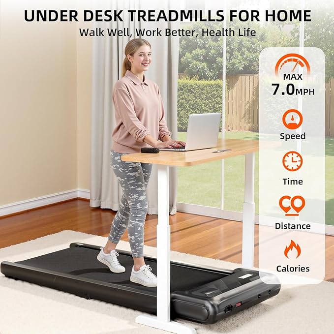 Walking Pad Treadmill, Adjustable 10% Incline 450LBS Capacity, 3.5HP 4 in 1 Portable Treadmills for Home Office, Under Desk Treadmill with Handle Bar, LED Display Remote Control