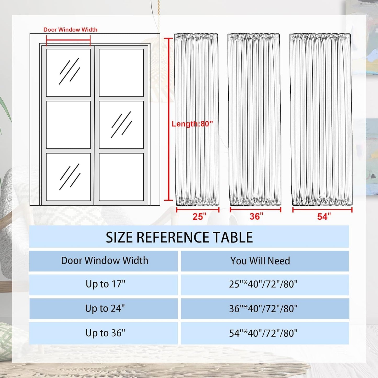 DWCN French Door Curtains – Rod Pocket Thermal Blackout Curtain for Doors with Glass Window, Kitchen and Patio Doors for Privacy, 54 X 80 Inches Long, 1 Curtain Panel with Tieback, Brown