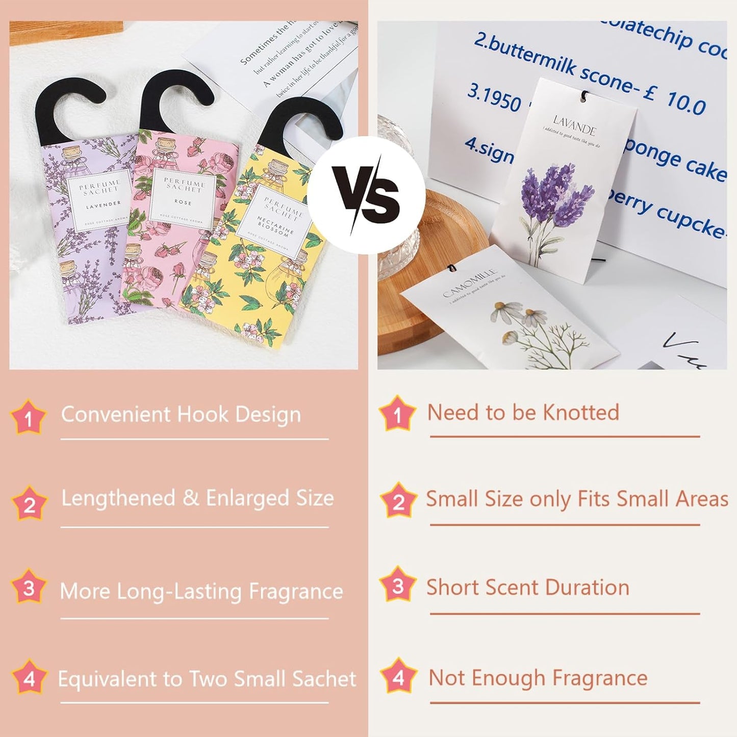 ROSE COTTAGE Large 12 Packs Rose Hanging Closet Deodorizer Air Freshener Long Lasting Scented Sachets Smell Goods for House