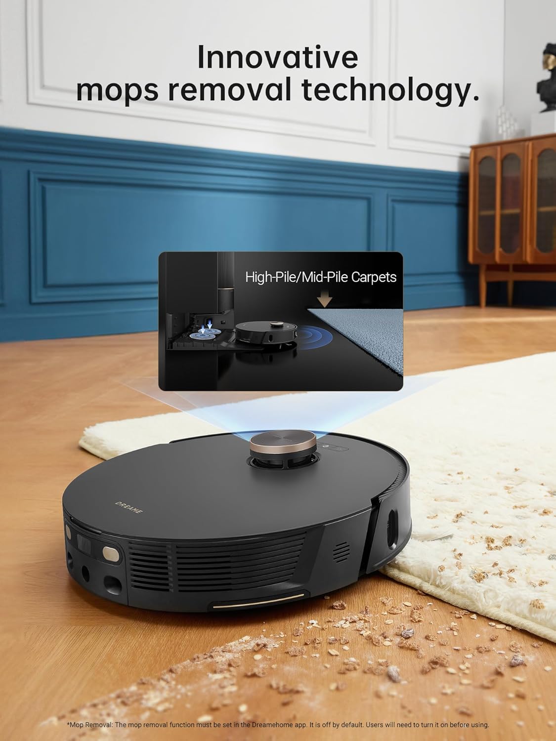 DREAME L20 Ultra Robot Vacuum and Mop with Mop-Extend, Auto Mop Removal & Raising, Washing and Drying, 7000Pa Suction, Self-Emptying, Self-Refilling, AI Obstacle Avoidance