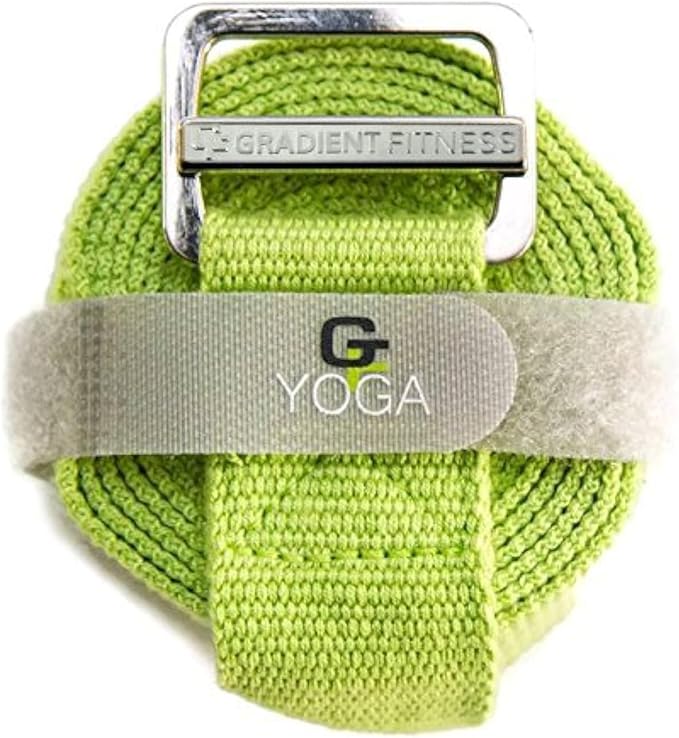 Gradient Fitness Yoga Strap, Friction-Less Easy-Feed Buckle, Super Soft Cotton/Polyester Blend Webbing, Free eGuide. (8 Feet)